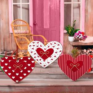 lot 49881 image: Memorywuu 3 Pcs Valentines Day Decorations for Home Outdoor, 15.75 Pink Heart Wood Porch Standing Love Decor, Romantic Sign for Front Door, Garden, Patio, Home, Happy Valentines Day Decoration