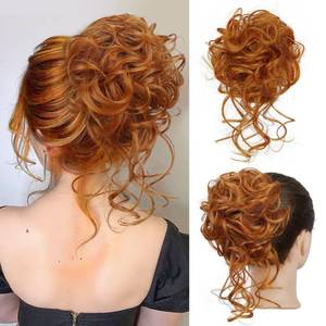 lot 49890 image: Messy Bun Hair Piece, Messy Hair Bun Scrunchies for Women Tousled Updo Bun Synthetic Wavy Curly Chignon Ponytail Hairpiece for Daily Wear(Copper Red)