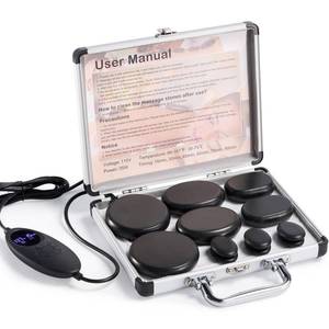 lot 49894 image: Hot Stones Massage Warmer Kit with Temperature Adjustment, 12 Pcs Hot Stones Massage Set, Portable Hot Stone with Heater for Home Spa Warming Therapy Relaxing