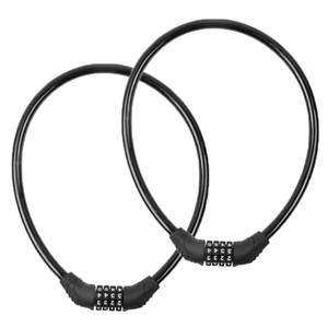 lot 49909 image: 2 PACK Bike Locks Cable,Anti Theft Bicycle Lock Chain,4 Digit Security Resettable Bike Combination Lock Self Coiling Combination Cable Combo Bike Locks Without Mounting Bracket,2 Feetx12 Inch (Black)