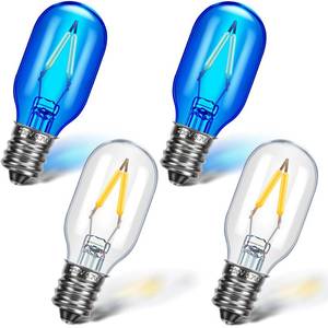 lot 49911 image: Glooglitter Makeup Mirror Replacement LED Bulbs, E12 Candelabra Base T20 Light Bulbs, 0.7W 120V Lighted Makeup Mirror Replacement Bulbs, 2 Clear 2 Blue