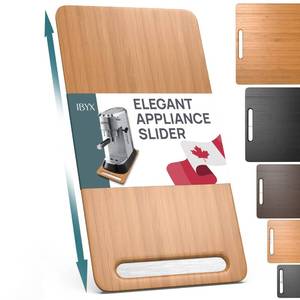 lot 49921 image: Ibyx Elegant Sliding Tray for Your Coffee Maker &amp Heavy Kitchen Appliances - Sturdy, Slides Easily from Under The Cabinet (Natural, 7.5W x 14.5D)