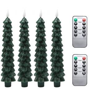 lot 49926 image: Fo32won LED Flameless Taper Candles Battery Operated with Remote and Timer, Set of 4 Christmas Real Wax Window Candlesticks with 3D Flame Wick, 10 Inches Flickering Christmas Candlesticks