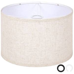 lot 49927 image: OUTON Beige Large Drum Lamp Shades for Floor Lamps, 16 Top x16 Bottom x 9 High, Easy to Assemble, Replacement Linen Lampshades for Table Lamps & Bedside Lamps (1.65 Spider)