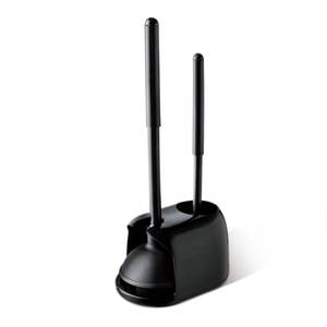 lot 49929 image: Eyliden Toilet Plunger and Brush, 2 in 1 Toilet Bowl Brush Plunger Set with Holder, Bathroom Cleaning Tools Combo with Caddy Stand (Black)