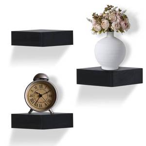 lot 49930 image: NIUBEST Small Floating Shelf,Set of 3 Display Ledges for Wall,Mini Shelves,Rustic Wood Shelf for Bedroom Living Room Bathroom Kitchen (6 Inch, Black)