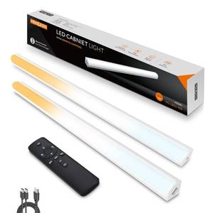 lot 49935 image: Under Cabinet Lights Remote Control, 2 Pack Magnetic Dimmable Closet Lights, USB Rechargeable Wireless LED Shop Light, Ceiling and Under Counter Lights for Kitchen, Wardrobe, Shelf (White, 40CM)