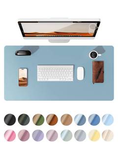 lot 49943 image: YSAGi Leather Desk Protector, Office Mat, Large Mouse Mat, Non-Slip PU Leather Blotter, Laptop Desk Pad, Waterproof Writing Pad for Office and Home (Ice Blue, 23.6 x 13.8)