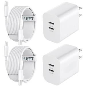 lot 49952 image: iPhone 16 15 Charger Fast Charging, 20W Dual Port USB C Charger Block with 10FT Long USB C Charging Cable Cord for iPhone 16 Pro Max16 Pro1616 Plus, 15 Pro Max15 Pro15,iPad ProAir, Android Phone