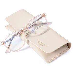 lot 49959 image: Madison Avenue Square Vintage TR90 Blue Light Blocking Reading Glasses for Women with Case, Anti GlareEyestrain Computer Readers Transparent Brown 1.0