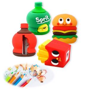 lot 49960 image: 4 PCS Cute Cartoon Pencil Sharpeners, Kids Pencil Sharpener Manual, Handheld Pencil Sharpener, Funny Sharpener for Kids, Small Kawaii Stationary Lovely Gifts Novelty School Office Supplies
