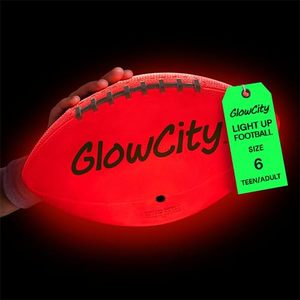 lot 49964 image: GlowCity Glow in The Dark Football - Light Up LED Ball - Perfect for Evening Play, Camping, and Beach Fun