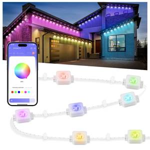 lot 49969 image: Nexillumi Permanent Outdoor Lights for House, 100ft Smart RGB Outside Lights with 72 Scene Modes, IP68 Waterproof Eaves Lighting for Christmas All Holiday Decorations - Retail $126.43