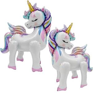 lot 49982 image: Self-Standing Unicorn Balloons for Girls Birthday Decorations Rainbow Unicorn Party Supplies - 28 Inch, Pack of 2