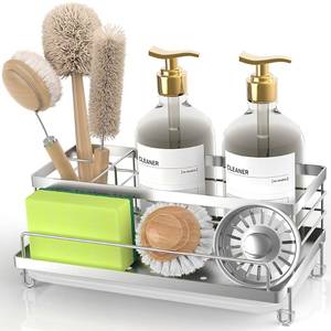 lot 49985 image: Cisily Stainless Steel Sponge Holder for Kitchen, Sink Caddy Sink Organizer Rack for Kitchen Accessories with Drip Tray, Rustproof and Non-slip, Dish Soap Dispenser Countertop Organizer