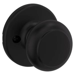 lot 49986 image: Kwikset Cove Dummy Door Knob, Single Sided Handle for Closets, French Double Doors, and Pantry, Matte Black Non-Turning Interior PushPull Door Knob