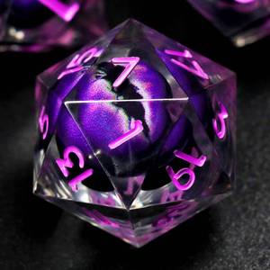 lot 49993 image: FONVGOGO Sharp Edge Resin Dice Set, Liquid Core DND Dice, Dragon Eye Dice Set D&D Dungeons and Dragons Dice Polyhedral Beholders Ttrpg Die Role Playing RPG (Light Purple)