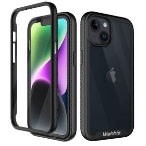 lot 49998 image: wahhle Compatible with iPhone 13 Case, iPhone 14 Case, Full Body Shockproof Protection Built-in Touch Sensitive Anti-Scratch Screen Protector Soft Edge Slim Cover for 1413 6.1 Inch, BlackClear
