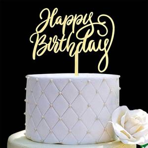 lot 50002 image: Happy Birthday Cake Topper for Birthday Party Decorations, Mirror Gold Acrylic