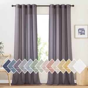 lot 50003 image: NICETOWN Faux Flax Linen Sheer Curtains for Living Room, Grommet Vertical Semi Sheer Curtains & Drapes Privacy with Light Filtering for VillaCottage, W52 x L96, Purple Brown, 1 Pair