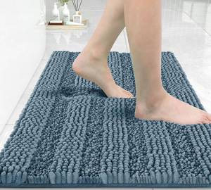 lot 50025 image: Yimobra Bathroom Rug Mat 32 x 20, Non Slip and Super Absorbent Bath Mat,Machine Washable Quick Dry,Ultra Plush Chenille Shower Rugs for Bathroom Floor Sink Tub and Shower Outside,Denim Blue