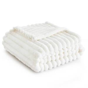 lot 50026 image: Bedsure White Throw Blanket for Couch - GentleSoft Cozy Blankets for Women, Cute Fleece Throws for Girls Dorm Graduation, Birthday Gifts for Women, Fathers Day Decor Gifts, Off White, 50x60 Inches