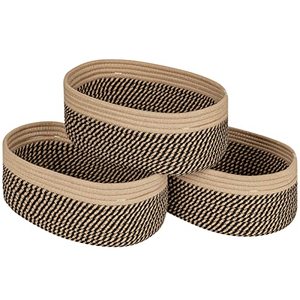 lot 50029 image: Kriitools Camel&ampMixed Black Shelf Storage Baskets for OrganizingDecorative Basket for Closet StorageToy Baskets &amp BinsSmall Woven Rope Baskets-13x8.66x5.11,Durable &amp Stylish, Oval 3 Packs