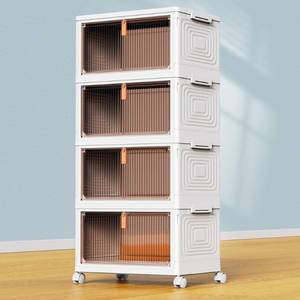 lot 50033 image: YFXCVSL 4 Tier Plastic Storage Bins with Lid 23QT, Stackable Storage Containers with Wheels, Folding Storage Boxes, Stackable Storage Bins, Closet Organizers and Storage for Living Room,Office,Dorm