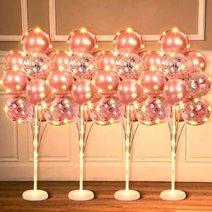 lot 50036 image: Wettarn 4 Set Balloon Column Kit for Floor with Balloons Stand Kit Tower Pillar Backdrop Decoration for Wedding Birthday Baby Shower Party Decorations(Rose Gold)