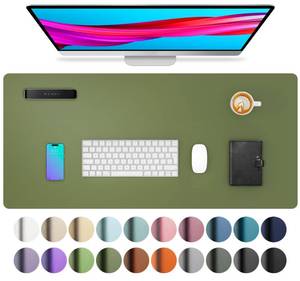 lot 50038 image: Aothia Leather Desk Pad Protector, Mouse Pad, Office Desk Mat, Non-Slip PU Leather Desk Blotter, Laptop Desk Pad, Waterproof Desk Writing Pad for Office and Home (23.6 x 13.7, Olive Green)