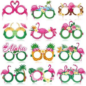 lot 50051 image: Harloon 36 Pcs Flamingo Party Decorations Eyeglasses Aloha Party Paper Glasses Favor Summer Tropical Flamingo Photo Booth Props Hawaiian Luau Eye Glasses for Pool Beach Shower Birthday Party Favor