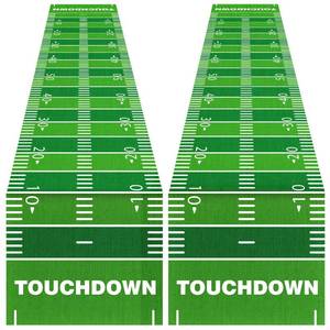 lot 50053 image: 2PCS Football Kitchen Table Runner Decor Football Tablecloth Grass Court Table Runner Touch Down Boy Sport Birthday Theme Party Tablecover Direction for Dining Indoor Outdoor Home, 14 x 71