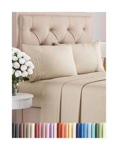 lot 50059 image: Queen Size 4 Piece Sheet Set - Comfy Breathable & Cooling Bed Sheets Set - Hotel Luxury Bedding for Women, Men, Kids & Teens - Deep Pockets, Easy Secure Fit, Soft and Wrinkle Free - Oeko-Tex - Wheat