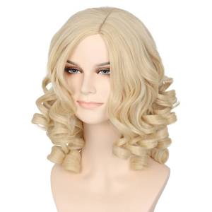 lot 50065 image: Miss U Hair Fairy Costume Wig for Women Girl Short Curly Yellow Blonde Hair Anime Cosplay Halloween Wig