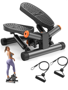 lot 0078 image: Niceday Twist Stepper for Exercise at Home, Mini Stair Stepper with Resistance Bands at Home Workout Equipment with 300LBS Loading Capacity, Hydraulic Fitness Stepper with LCD Monitor Gray