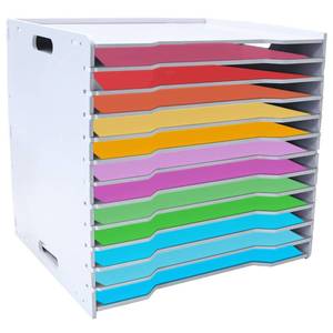 lot 50090 image: Scrapbook Paper Organizer, 12 Tier Scrapbook Paper Storage, 12 x 12 Office Paper Shelves Letter Tray File Sorter Storage with Adjustable Shelves for Home Office School