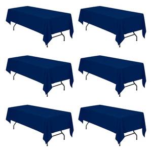lot 50101 image: BRILLMAX 6 Pack Navy Blue Tablecloths for 8 Foot Rectangle Tables 60 x 126 Inch - 8ft Rectangular Bulk Linen Polyester Fabric Washable Cloth Cover for Wedding Reception Banquet Birthday Party
