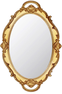 lot 50106 image: Eaoundm 14.5 x 10 inchs Small Oval Antique Decorative Wall Mirror Vintage Hanging Mirror (Gold)