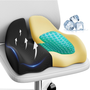 lot 50113 image: Benazcap Gel Seat Cushion for Office Chair Ergonomic Cushions- Memory Foam Coccyx Butt Pillow for Sciatica & Back Pain Relief for Long Sitting for Gaming Chair and Car Seat