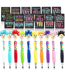 lot 50115 image: 24 Pcs Inspirational Gifts Bulk, Ballpoint Pens Motivational Notepads Gifts Set, Mini Journal Lined with stylus pens,Pocket Notebooks Bulk Gifts Set for Teachers School Office Party Favor Supplies