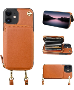 lot 50116 image: Bocasal Crossbody Wallet Case for iPhone 1212 Pro, RFID Blocking Leather Purse Case with Card Holder, Protective Handbag Flip Cover with Zipper Wrist Strap Lanyard for Women 5G 6.1 Inch (Brown)