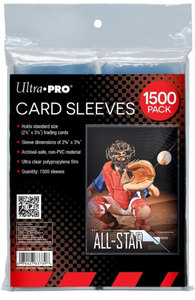 lot 50118 image: Ultra PRO - Penny Sleeves Clear Card Sleeves for Standard Size Trading Cards Measuring 2.5 x 3.5 - Perfect for Pokemon Cards, Trading Cards, Sport Cards, and More - 500 x 3 Pack, 1500 Total