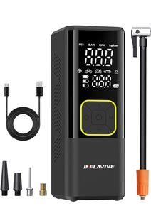 lot 50119 image: Tire Inflator Portable Air Compressor, InflaVive 3X Fast Inflate Cordless Air Pump for Car Tires with LED Light, 150PSI Portable Electric Pump with Digital Pressure Gauge, for Bike Motorcycle Car Ball