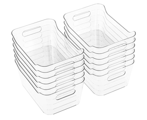 lot 50122 image: Tiawudi 12 Pack Plastic Storage Bins, Multi-Use Organizer Bins, Pantry Organizer, Clear Storage Containers, Bins for Home & Kitchen