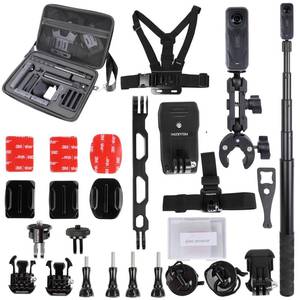 lot 1837 image: PellKing Motocycle Bike Accessory Bundle for Insta360 ONE X5X4,Carrying Case with Shoulder Belt,Selfie Stick,Chest Strap,Head Strap,Backpack Clip,Handlebars Mount,Helmet Mount,Screen Protector