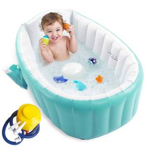 lot 1855 image: Inflatable Baby Bathtub with Air Pump, Baby Bath Tub Toddler Bathtub, Foldable Shower Basin for Newborn, Portable Travel Bath Tub, Green
