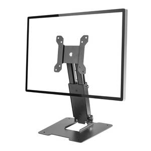 lot 1857 image: WEARSON Folding Monitor Stand - Height Adjustable Vesa Monitor Stand, Tilt, Rotation Free Standing Low Profile Desk Mount for Single Monitor up to 28 inch Screens Upgrade WS-03T