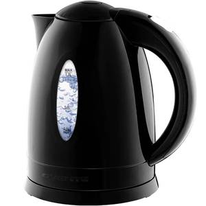 lot 1865 image: OVENTE Electric Kettle, 1.7L Fast Boiling Water Heater for Coffee or Tea, BPA Free with Water Level Gauge, Auto Shut-Off, Boil-Dry Protection, Indicator Light and Removable Filter, Black KP72B