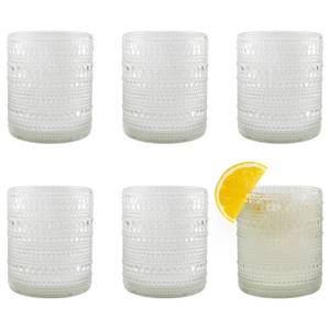 lot 1882 image: Darware Hobnail Drinking Glasses (12oz, 6pk, Clear) Old-Fashioned Beverage Glasses for Tabletop, and Bar Use and Candle Jars