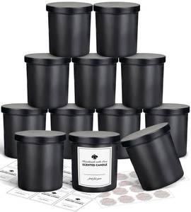 lot 1883 image: SUPMIND 12 Pack 10oz Glass Candle Jars with Lids and Sticky Labels, Empty Candle Jars for Making Candles Bulk Containers(Matte Black)